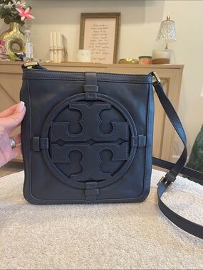Tory Burch Blue Leather Logo Crossbody Bag